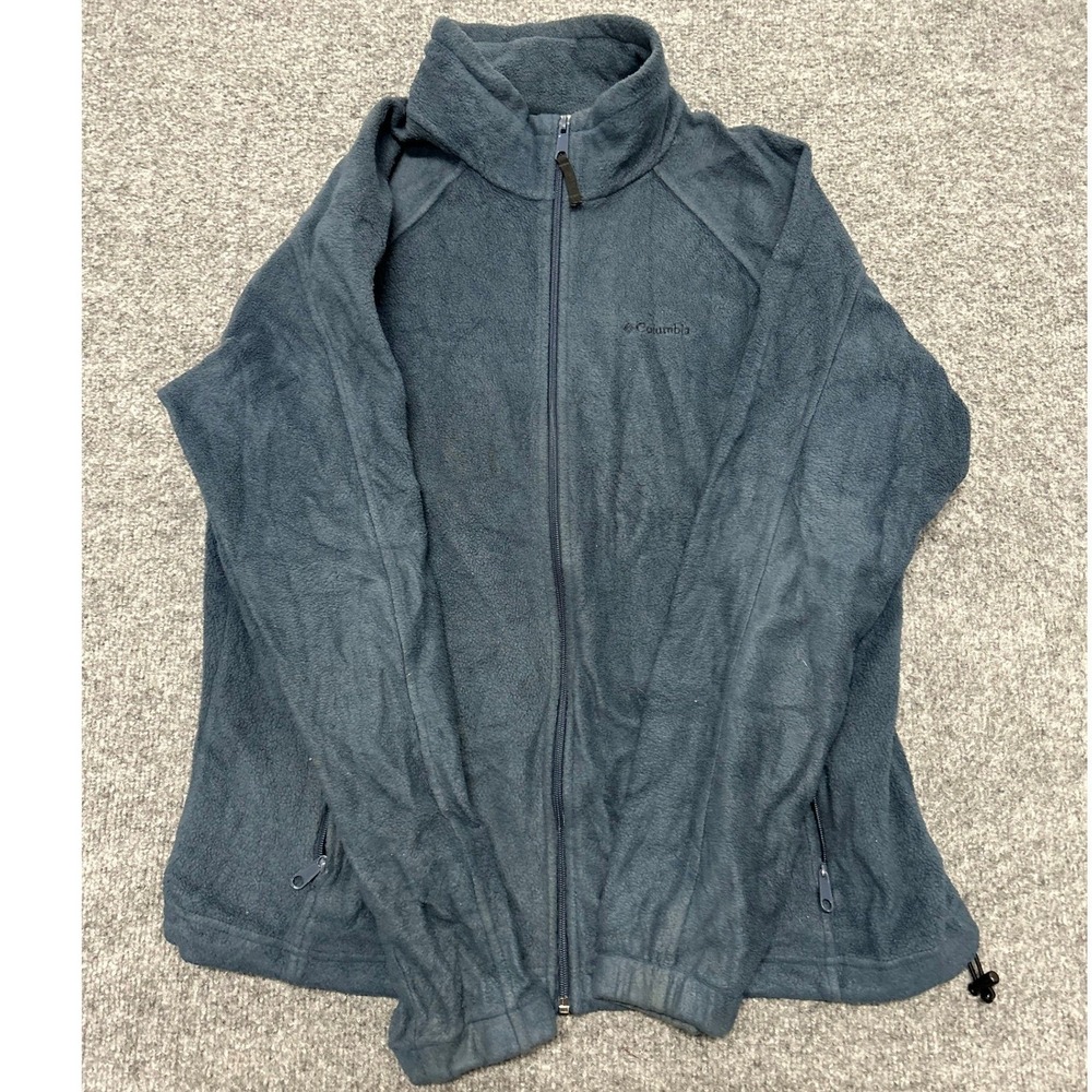 Columbia Fleece Jacket Womens XL Blue Full Zip Outdoor Soft Mock Neck WL6439